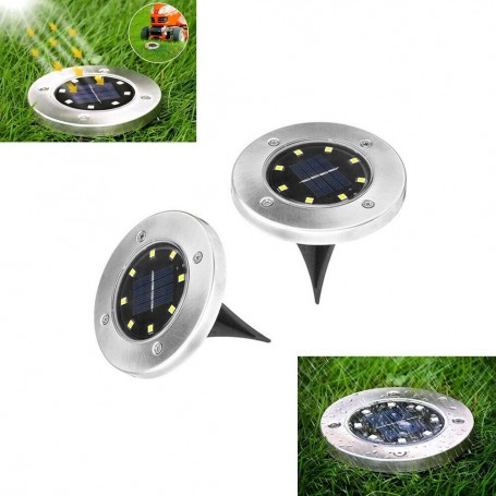 4 FARETTI PANNELLO SOLARE DA GIARDINO 8 LED LUCE BIANCA PICCHETTO SEGNAPASSI