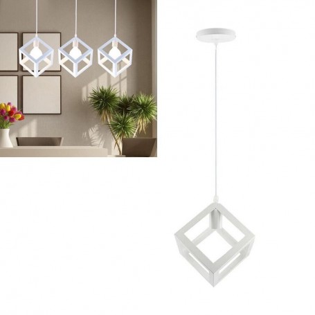 LAMPADARIO DA SOFFITTO A SOSPENSIONE A FORMA CUBO 3D PORTALAMPADA E27