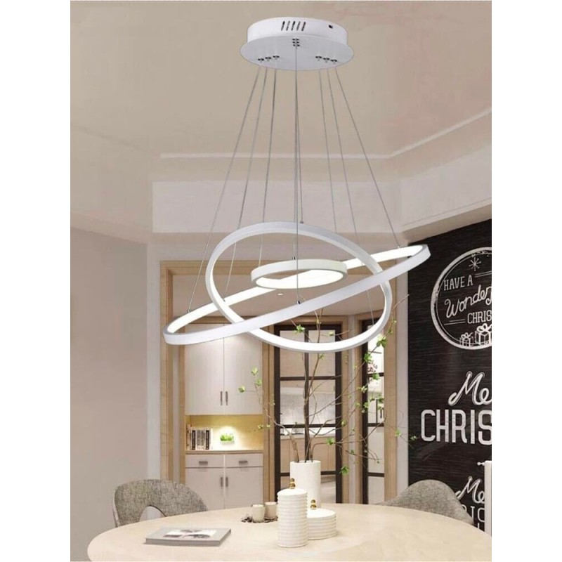 Lampadario lampada a sospensione in metallo verniciato bianco D.47cm 6396b  lc Illuminazione moderna per salone cucina