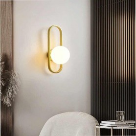 APPLIQUE A PARETE SFERA IN VETRO BIANCO LAMPADA DA MURO METALLO G9 BRONZO AQ47