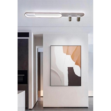 PLAFONIERA LED LUCE NATURALE LAMPADARIO A SOFFITTO 50 W 2 FARETTI ORIENTABILI