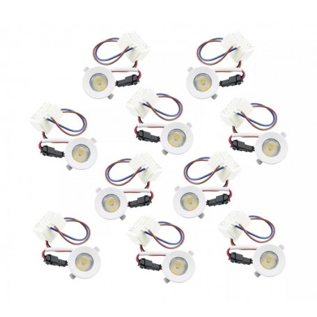 KIT 10 FARETTI A INCASSO FARETTO 1 W LED LUCE BIANCA 6500 BORDO BIANCO P31