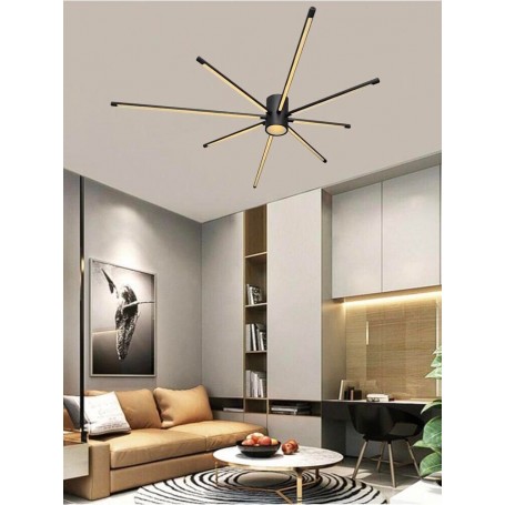 LAMPADARIO DA SOFFITTO PLAFONIERA LED LUCE CALDA 42 WATT STILE MODERNO NERO PN27