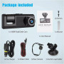 TELECAMERA PER AUTO DASHCAM FULL HD DVR CAR VIDEO 3 CAM DA RETROMARCIA